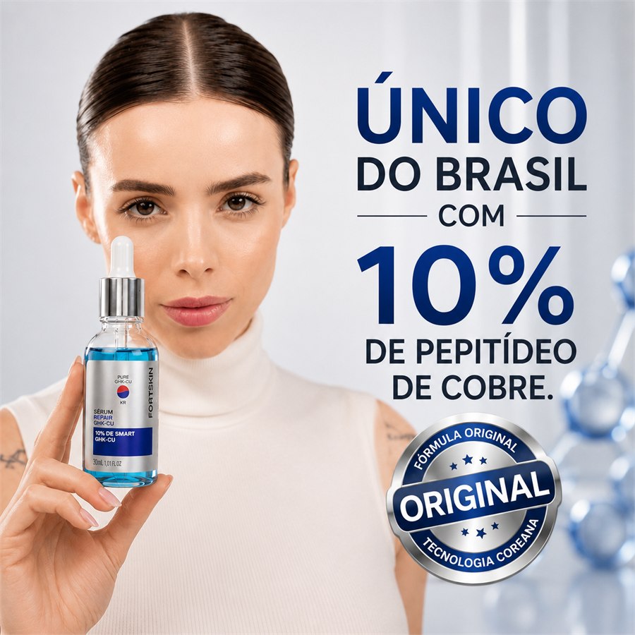 Único do Brasil com 10% de peptídeo de cobre. Fórmula original com tecnologia coreana.